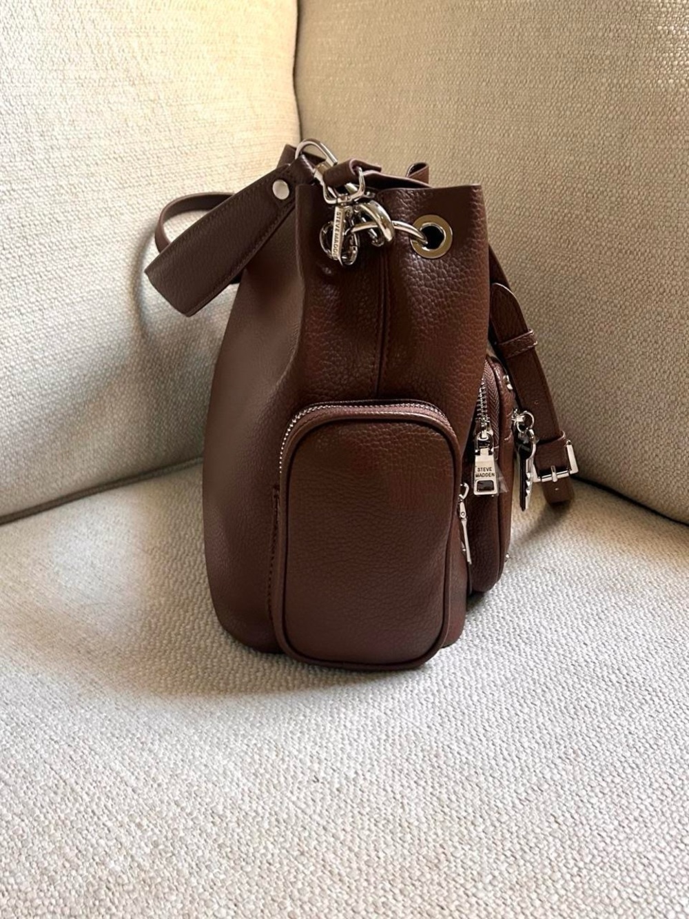 Steve Madden Viral Pebbled Brown Shoulder/ Crossbody Hobo Bag - Picture 5 of 5